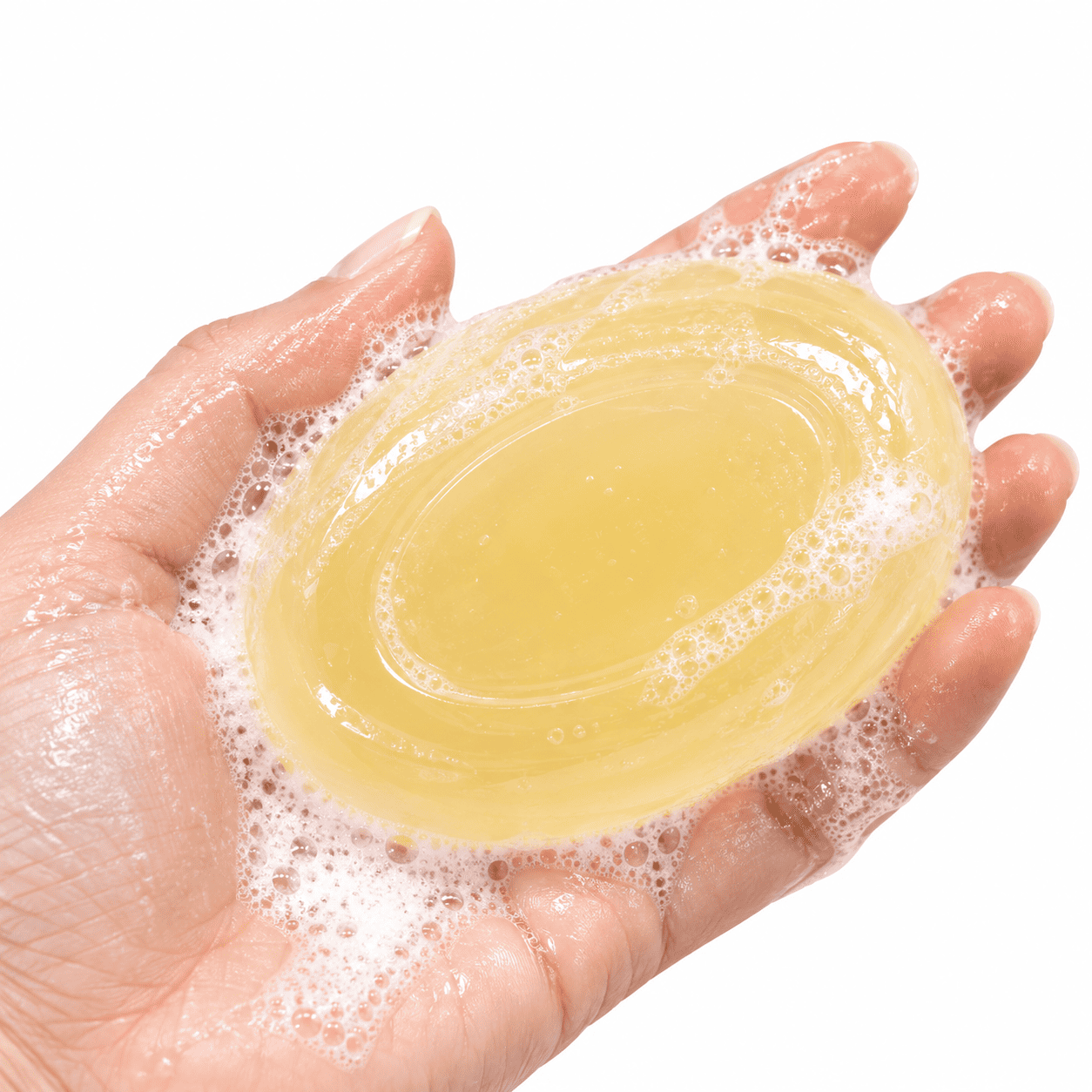 Foamy Golden Soap in Hand