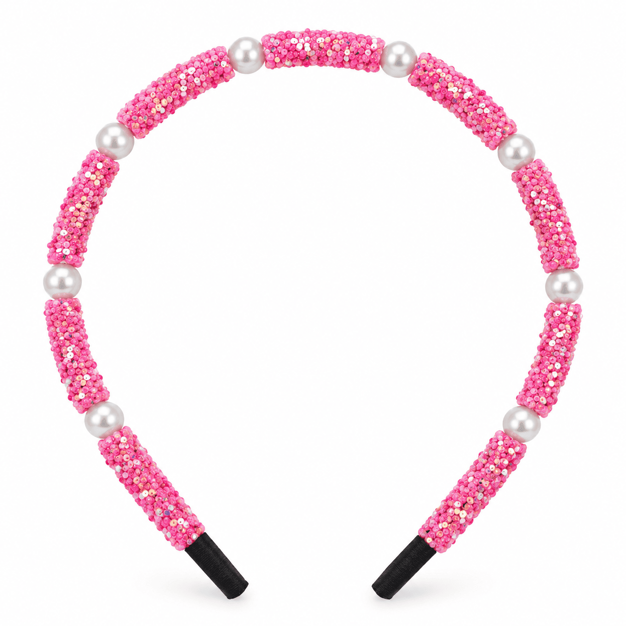 Sparkling Pink Sequin Pearl Headband